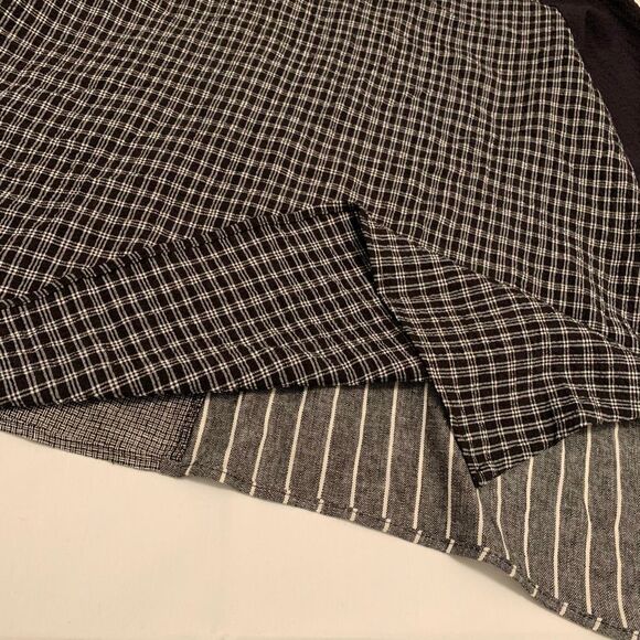 Soft Surroundings Sz S patchwork checked striped 3/4 sleeves oversized top boho - Picture 6 of 10
